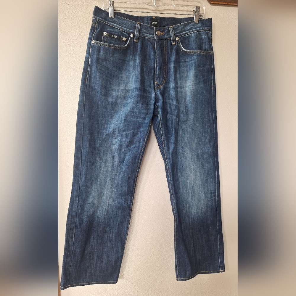 Hugo Boss Mens Jeans Regular Straight Leg Blue Wash 100% Cotton Texas 33x32